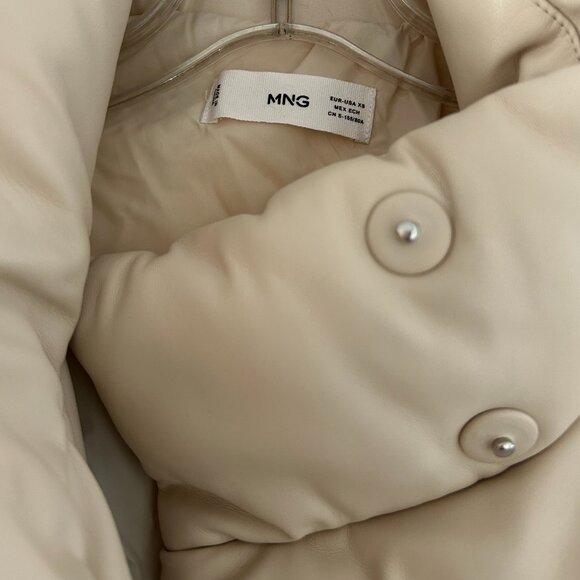 Mango Cream Faux Leather Puffer Jacket - Picture 3 of 5